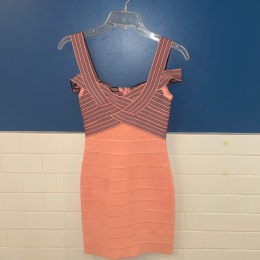 Pink/black bandage dress